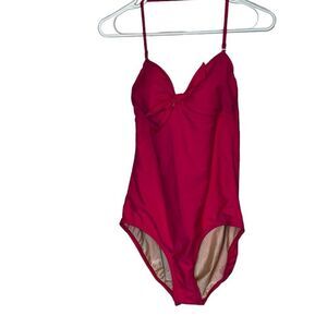 Isaac Mizrahi Target Pink Swimsuit sz XL removable straps one piece padded bow